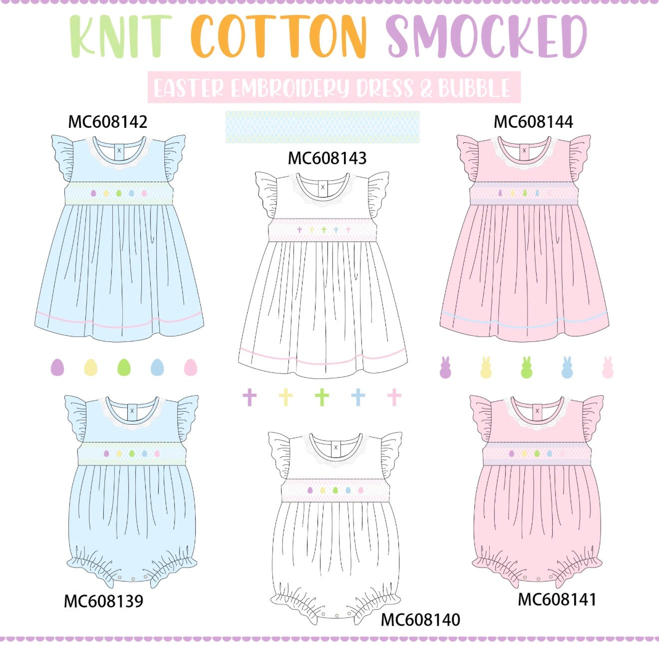 Pink & Blue Easter Egg Smocked Collection PO101