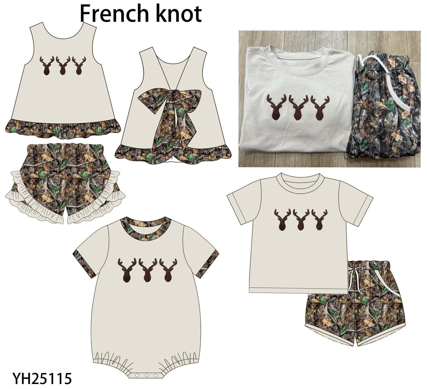 Deer Trio French Knot