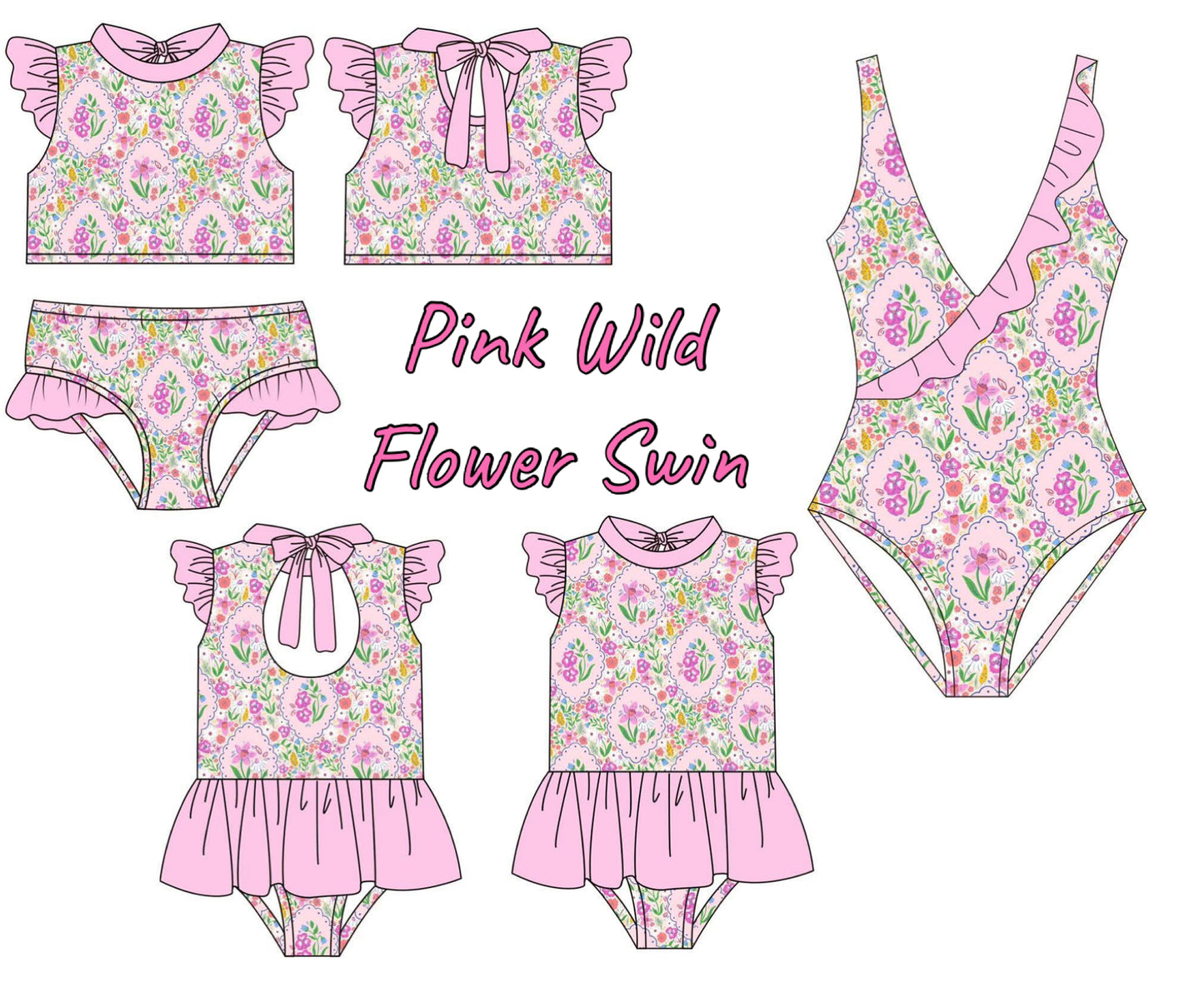 Pink Wild Flower Swim