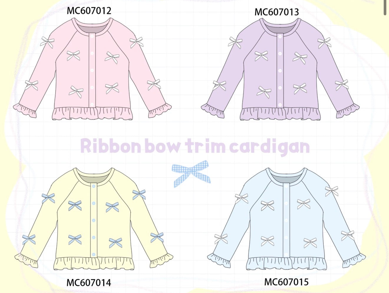PO98 Multi Colored Bow Ruffled Cardiagan