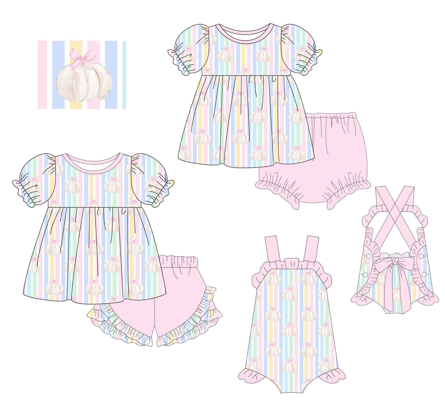 Pastel Stripe & Pumpkins