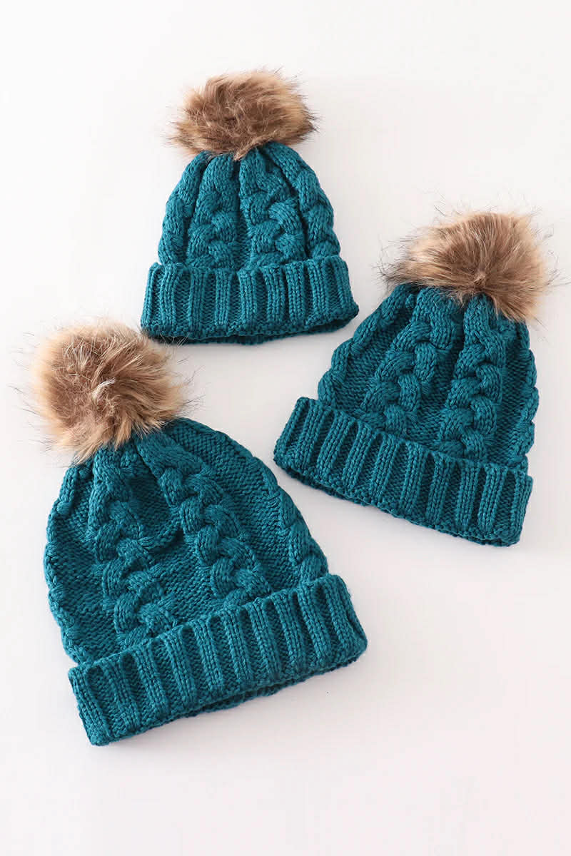 Pompom Cables Beanie (Adult & Kid)