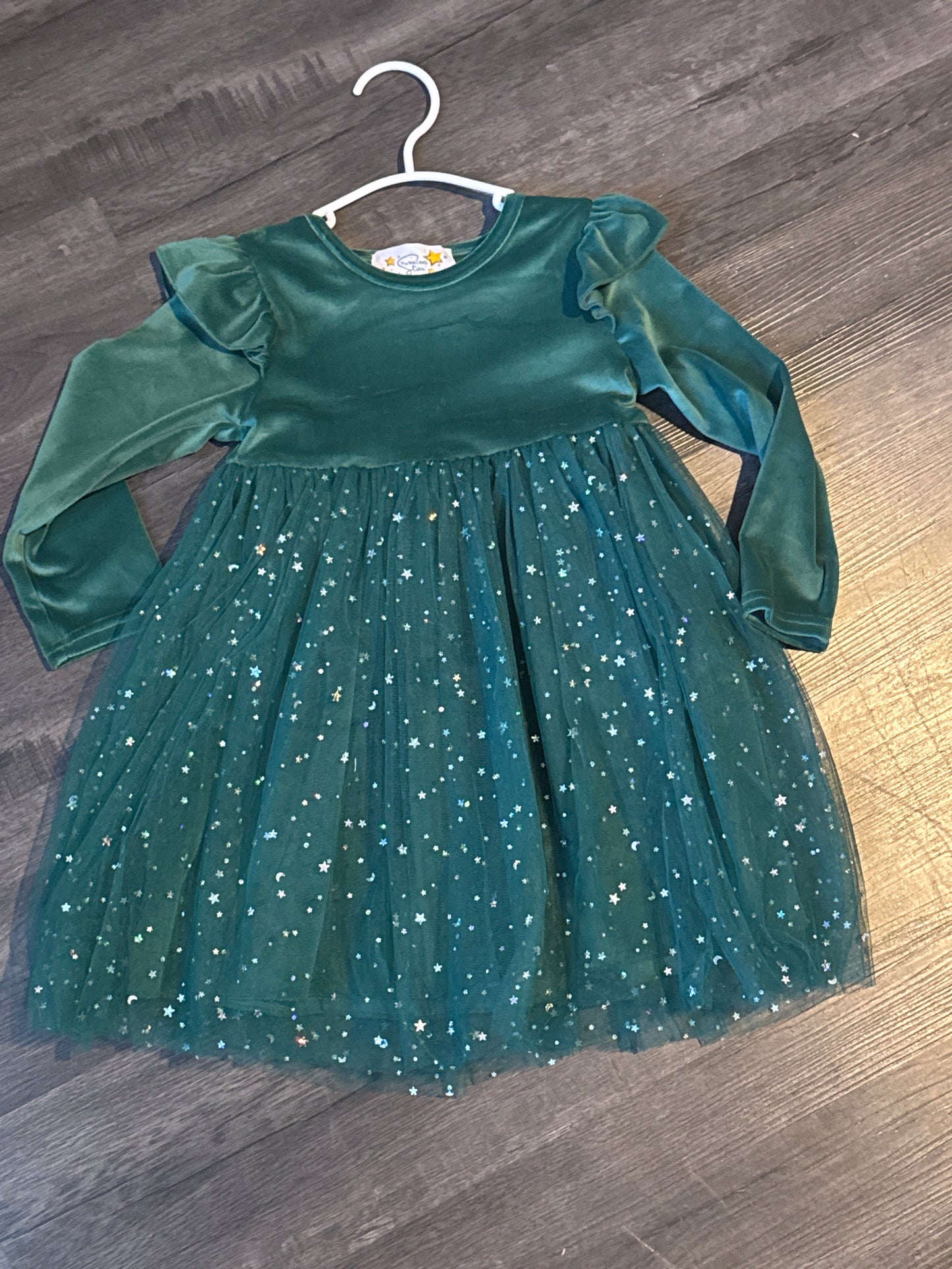 Green Velvet Twirl Dress