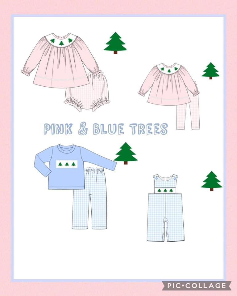 Pink & Blue Trees Smock