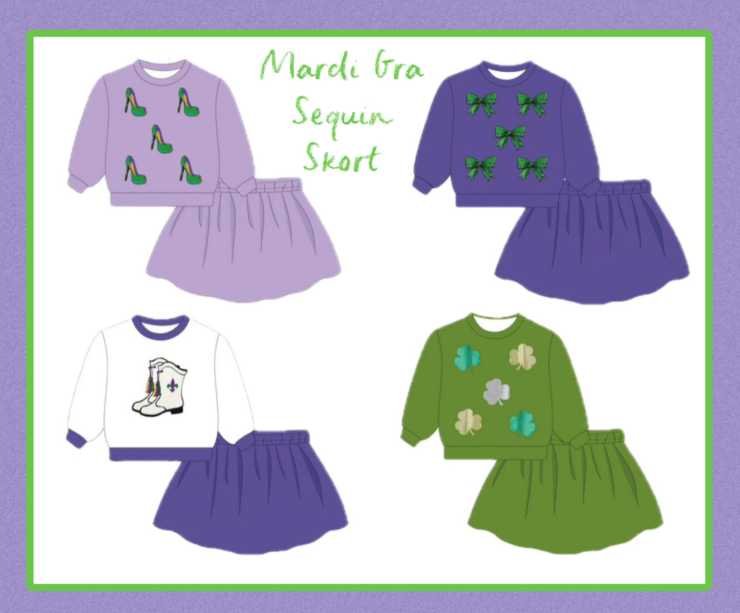PO98 Mardi Gra Sequin Skort Set