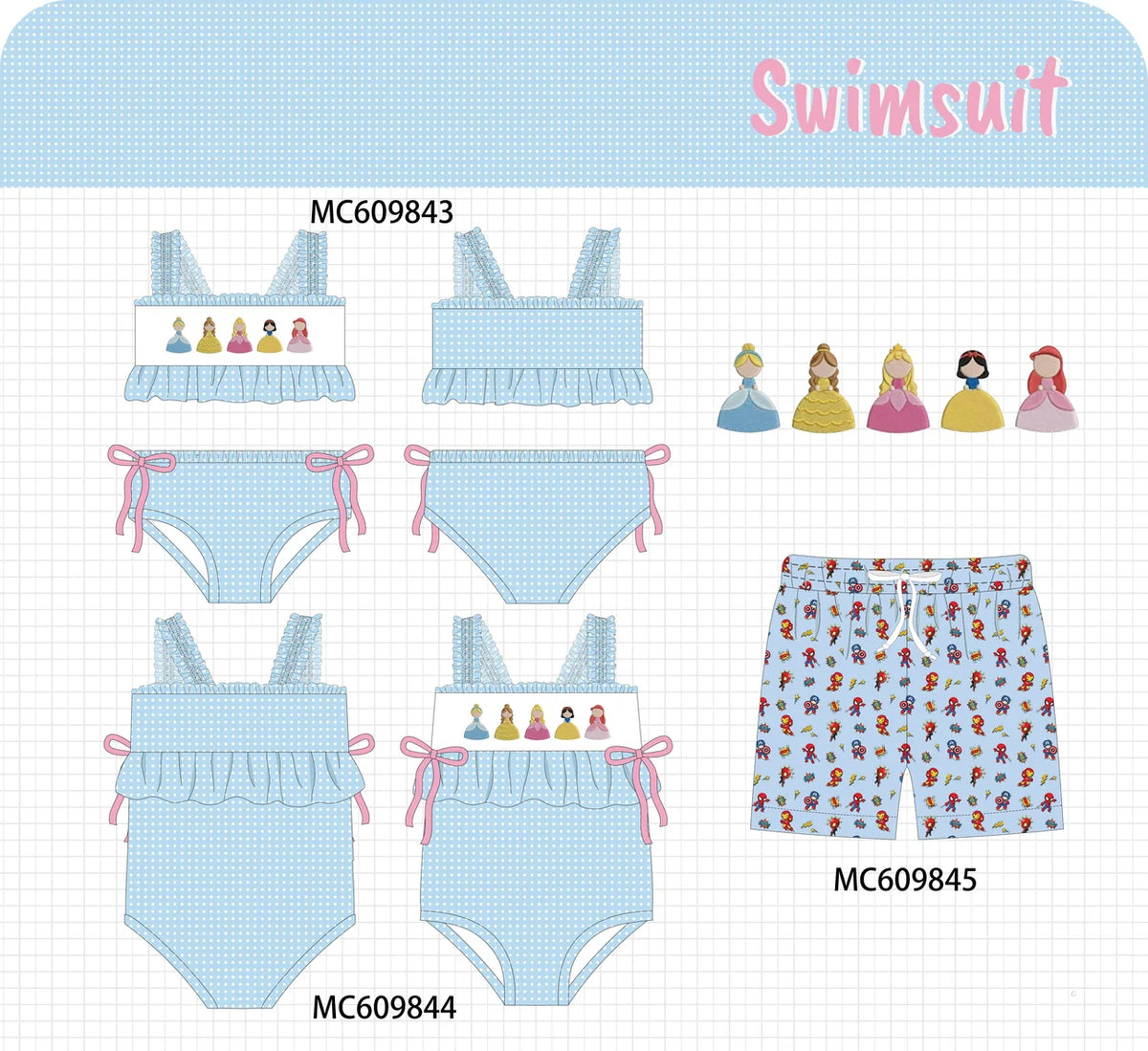 PO 105 embroidery swimsuit collection
