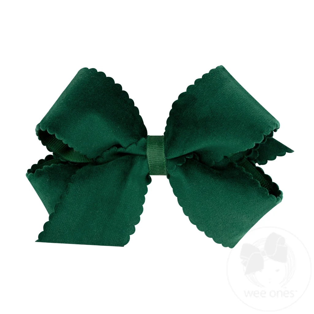Wee Ones Faux Velvet Scalloped Bows