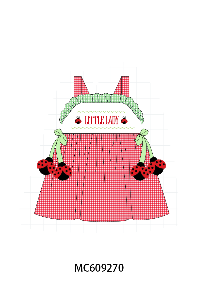PO104 Red little lady embroidery ruffle gingham collection