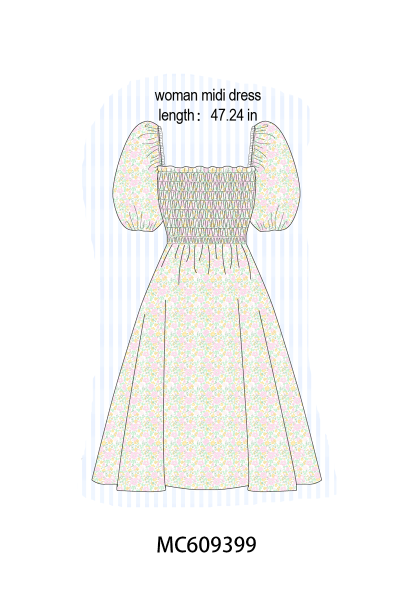 PO104 Floral smocked ruffle collection