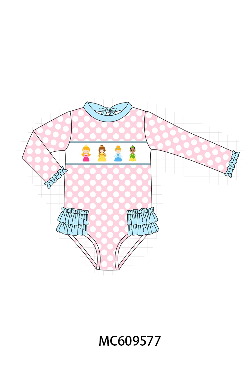 PO104 Pink princess embroidery swimsuit collection