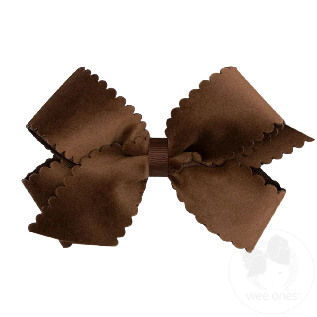 Wee Ones Faux Velvet Scalloped Bows