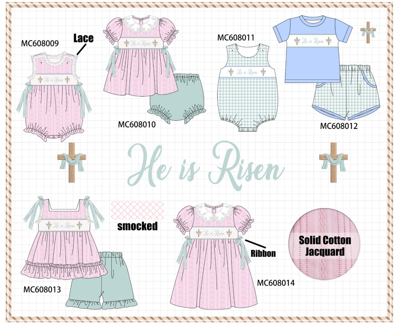 Pink & Blue He is Risen Smock  PO101