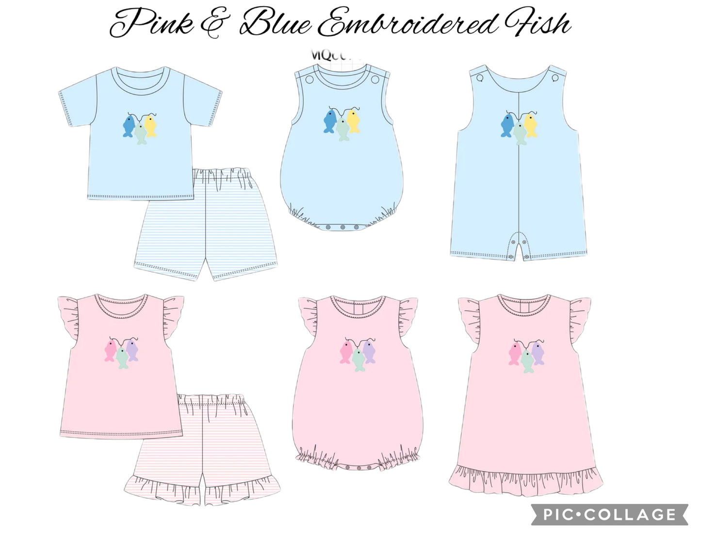 Pink & Blue Embroidered Fish PO100