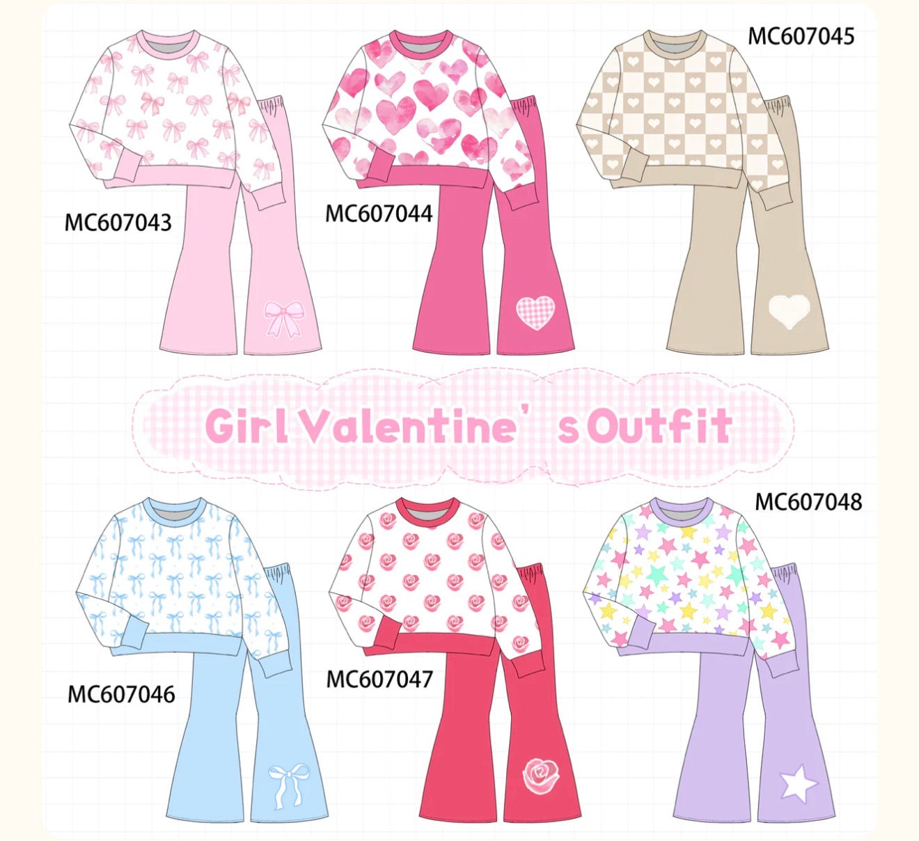 PO98 Girls Valentines Pant Set