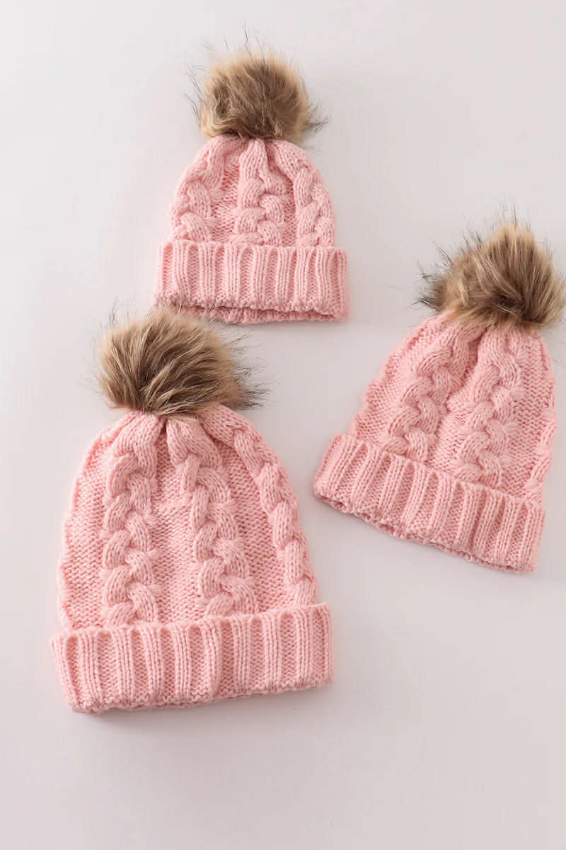 Pompom Cables Beanie (Adult & Kid)