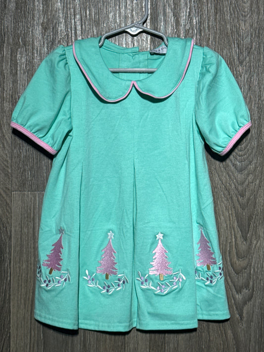 Mint w/ Pink Trees Dress