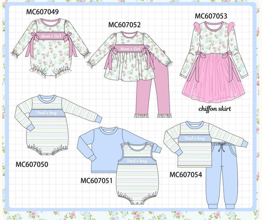 P0 98 Pink & Blue Floral Embroidery Smock