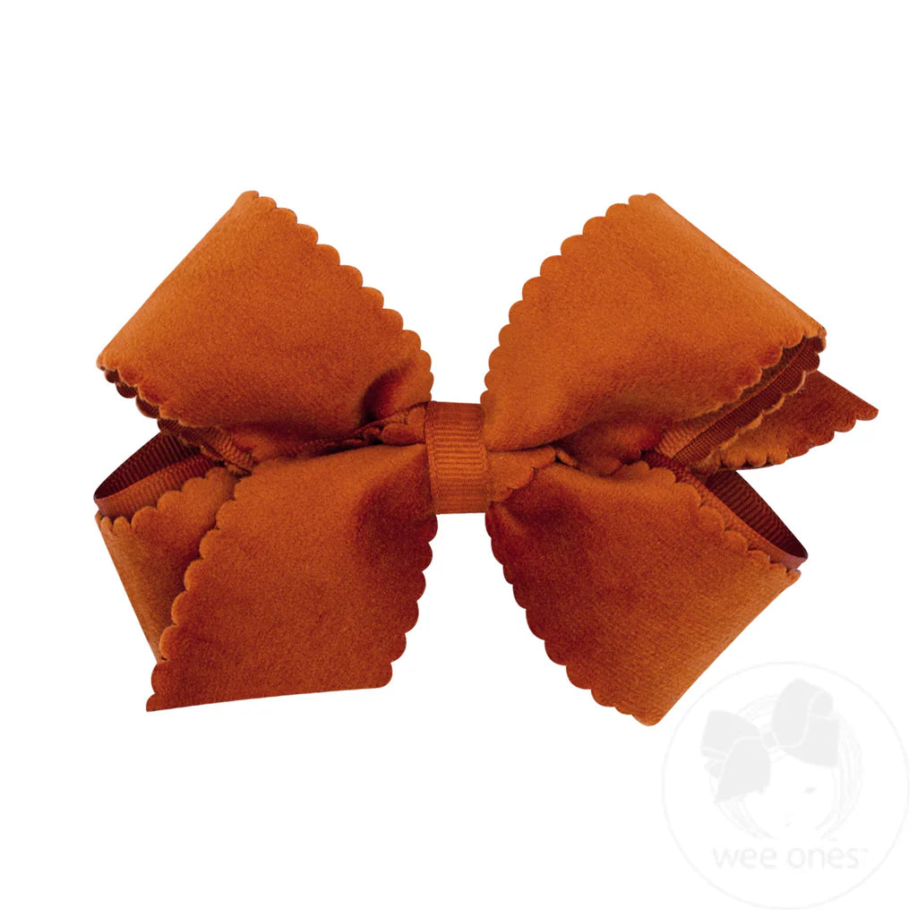 Wee Ones Faux Velvet Scalloped Bows