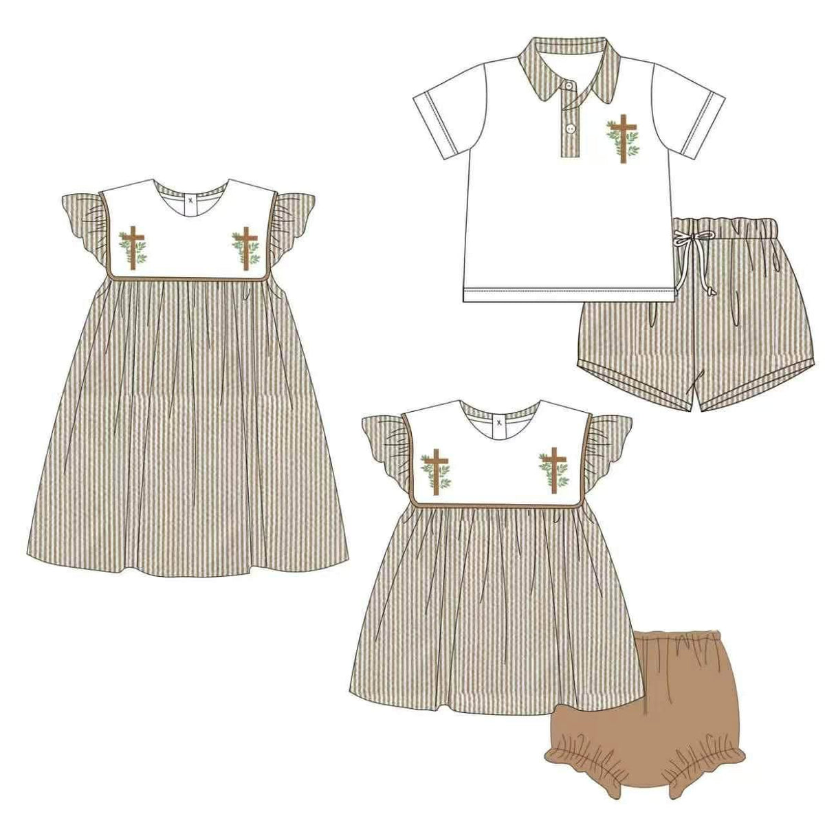 Brown Seersucker Cross Collection