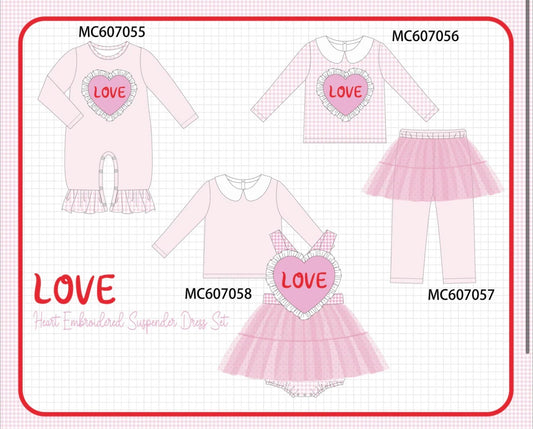 PO98 Pink Love Heart Embroidery Ruffle Collection