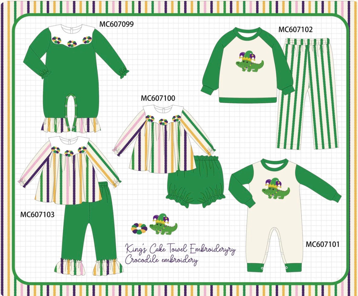 PO98 Green Crocodile  Mardi Gra Embroidery Collection