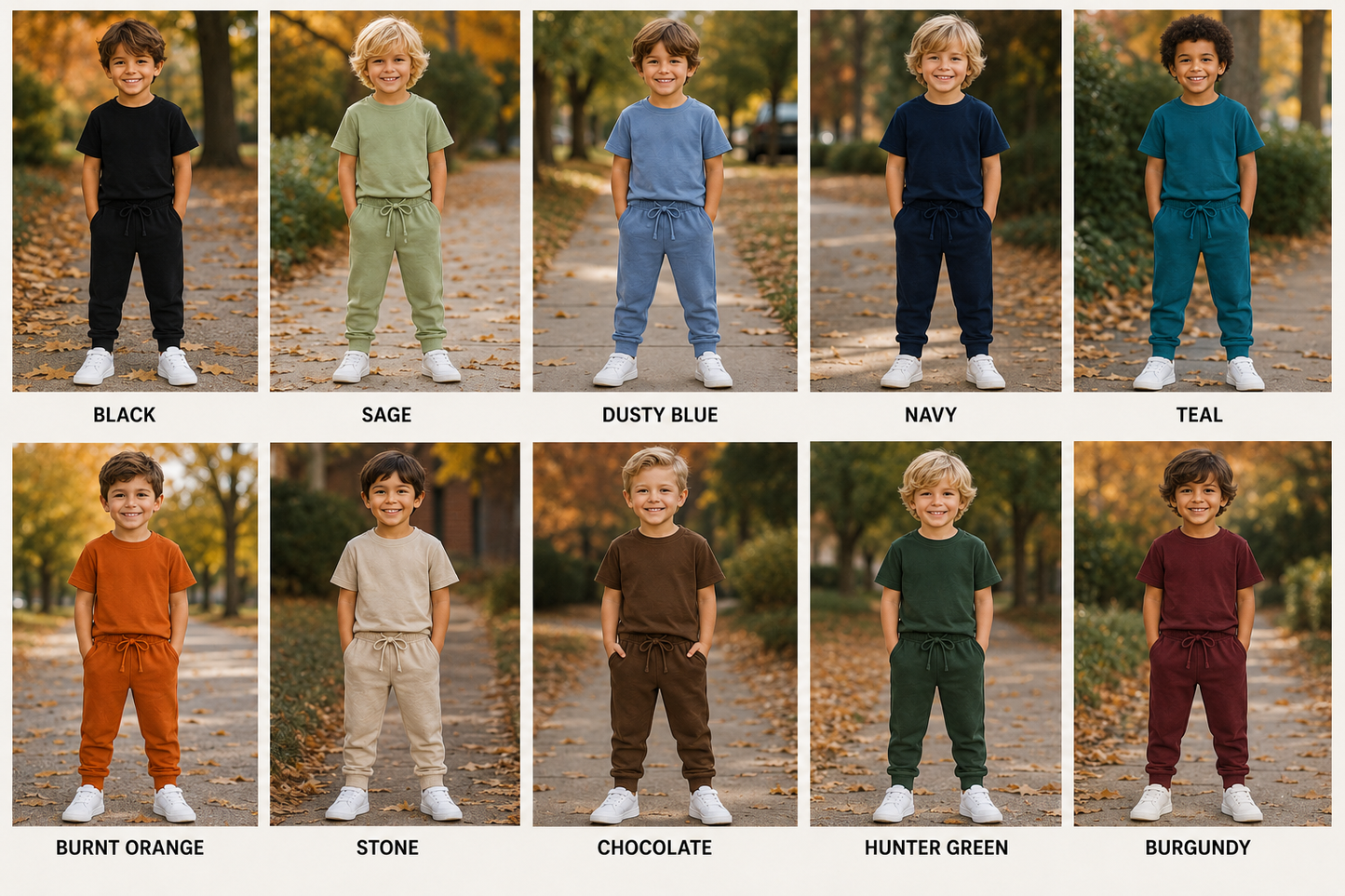 Boys Solid Pants Sets