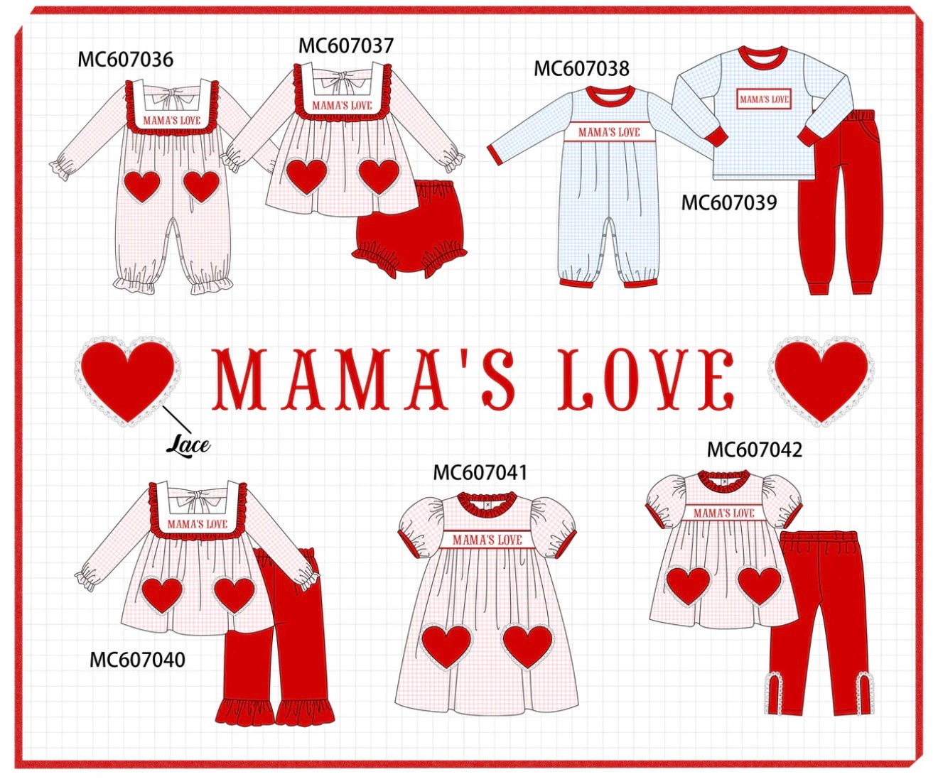 PO98 Red & Blue Mama's Love Embroidery Collection