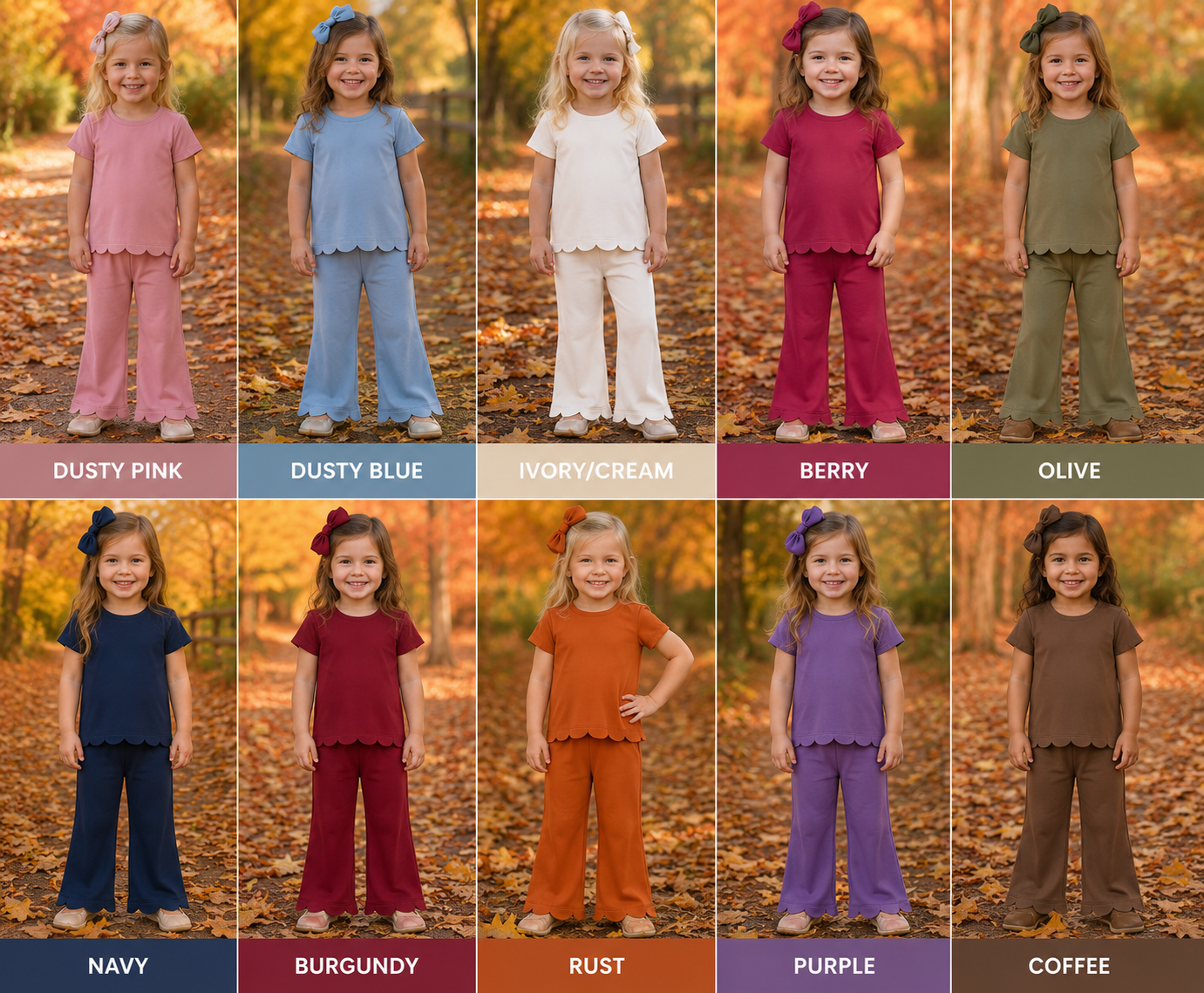 Girls Scalloped Pant Set