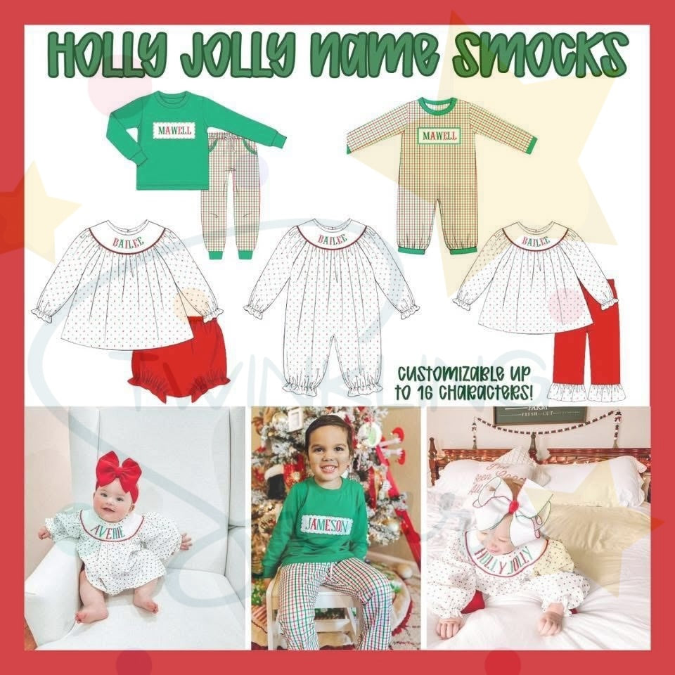 Holly Jolly Name Smock SGS