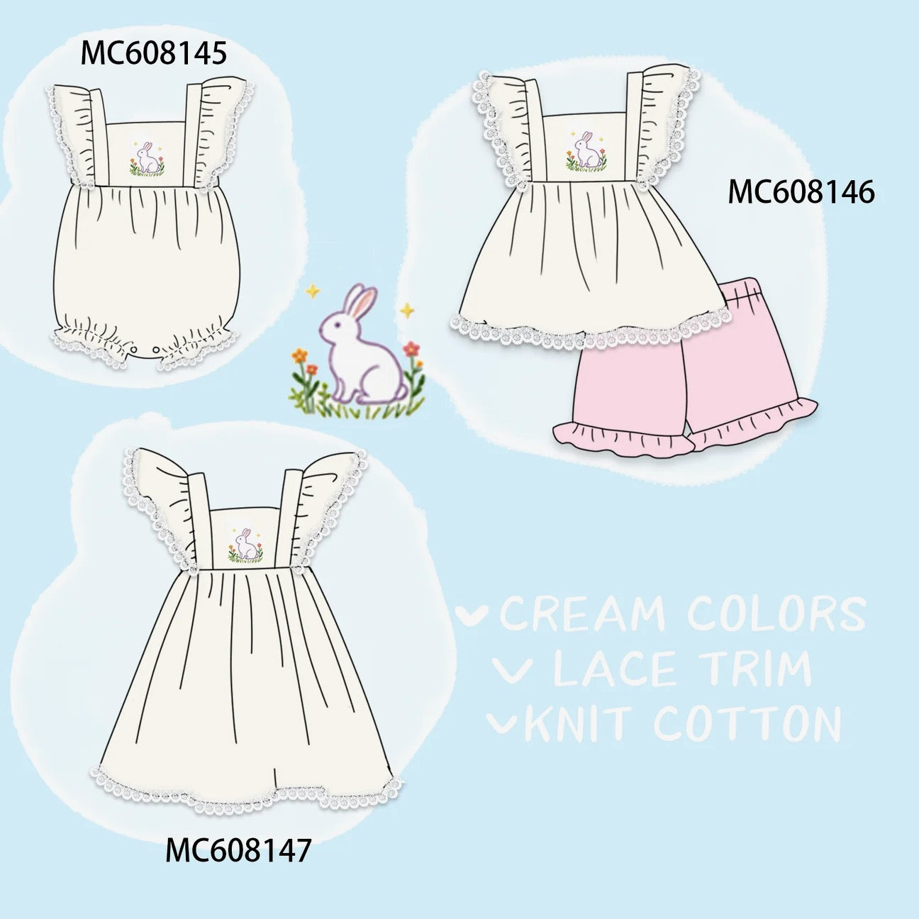 Cream Easter Bunny Embroidery Lace PO101