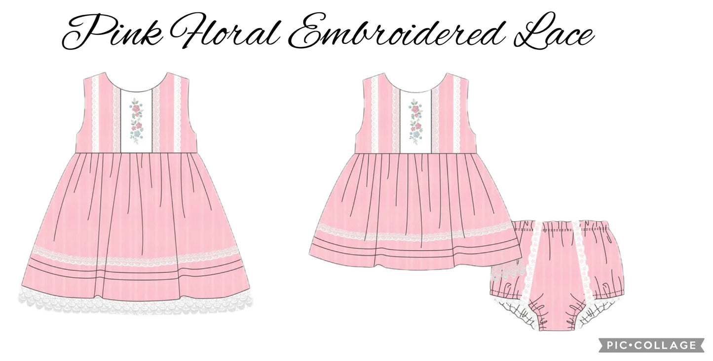 Pink Floral Embroidery Lace PO100