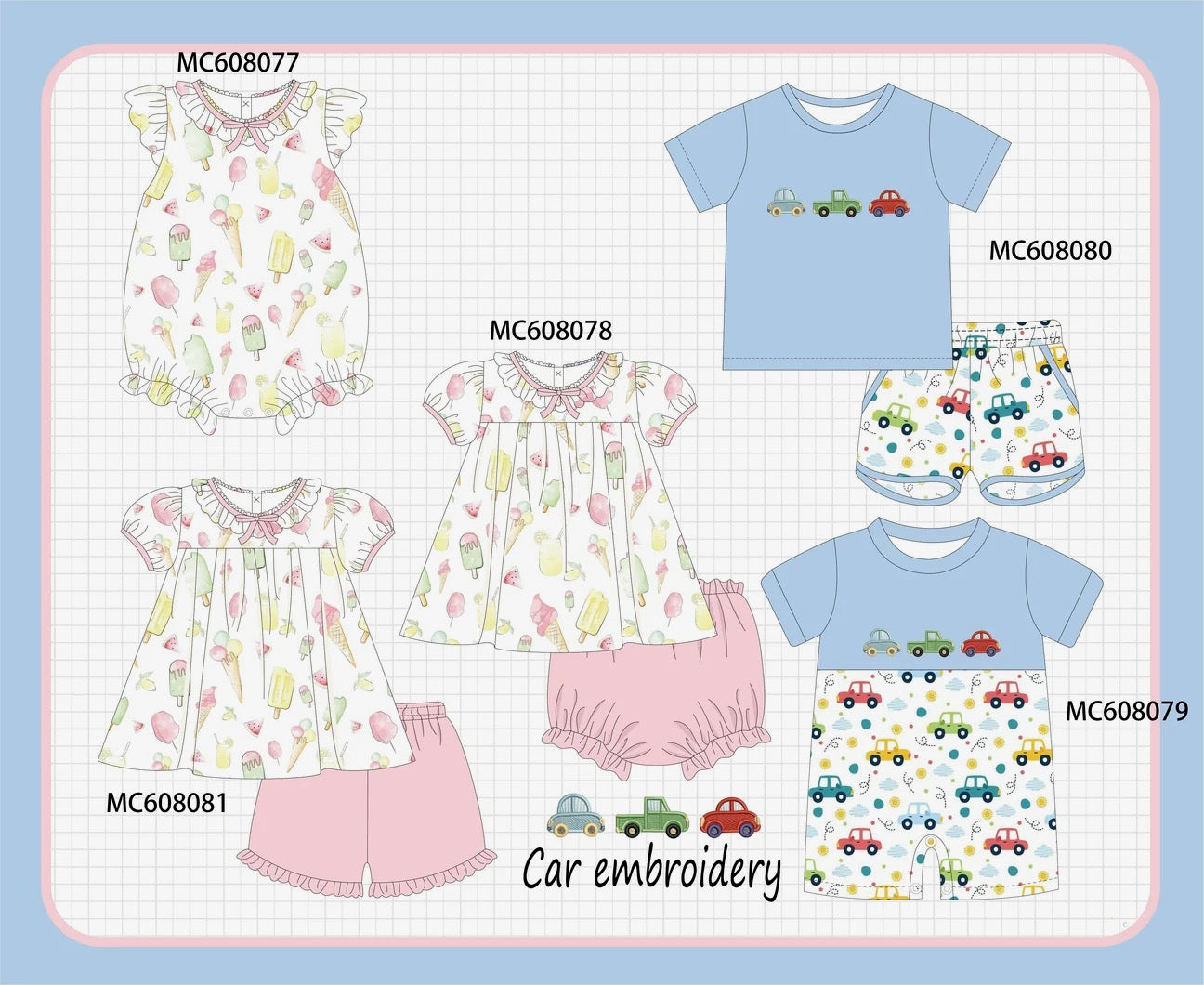 Popsicle & Car Embroidery Collection PO101
