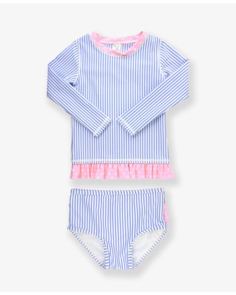 Ruffle Butts Periwinkle Blue Seersucker 2pc Long Sleeve