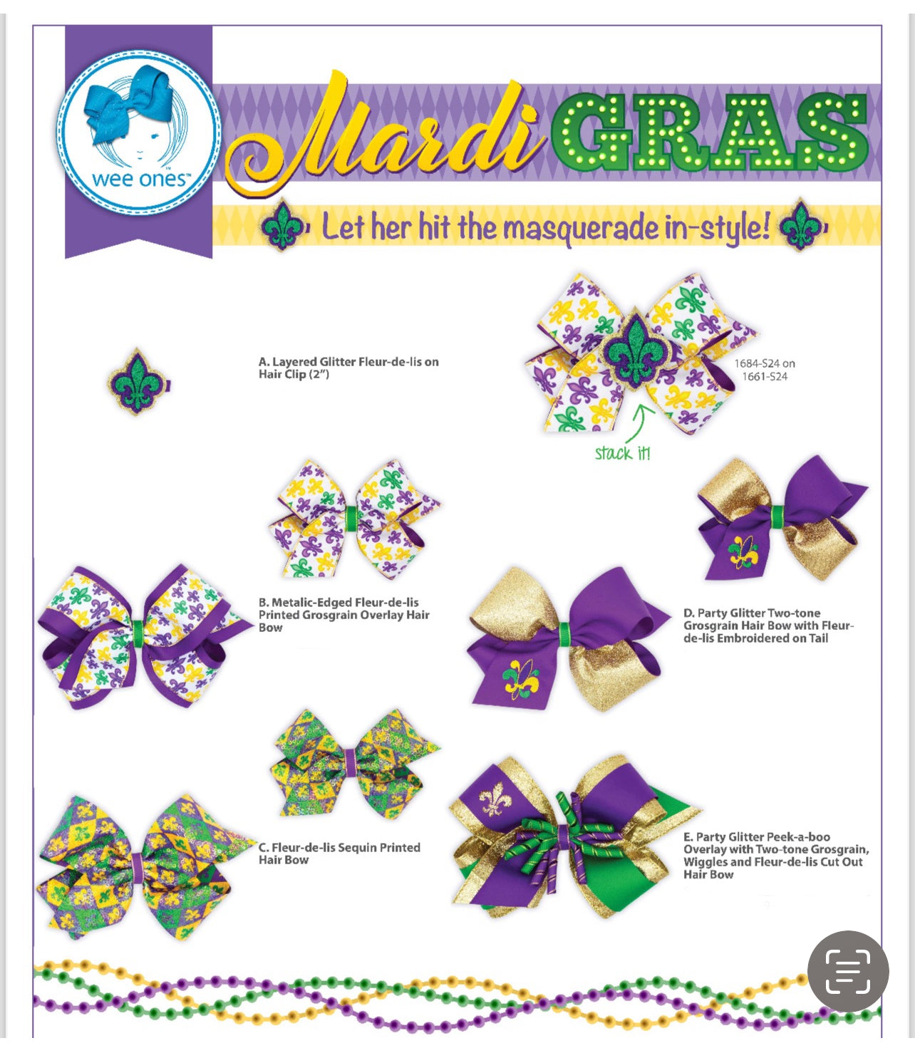 Wee Ones Mardi Gras Bows