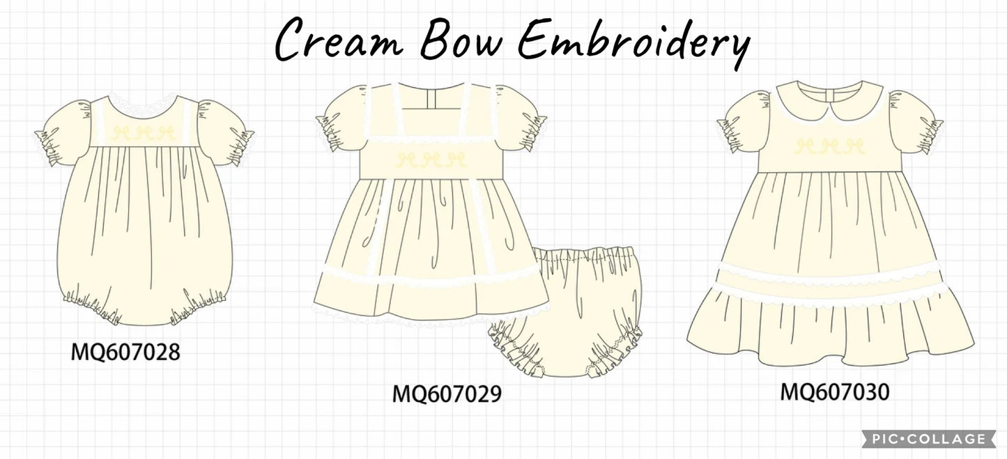 Cream Bow Embroidered Collection PO100