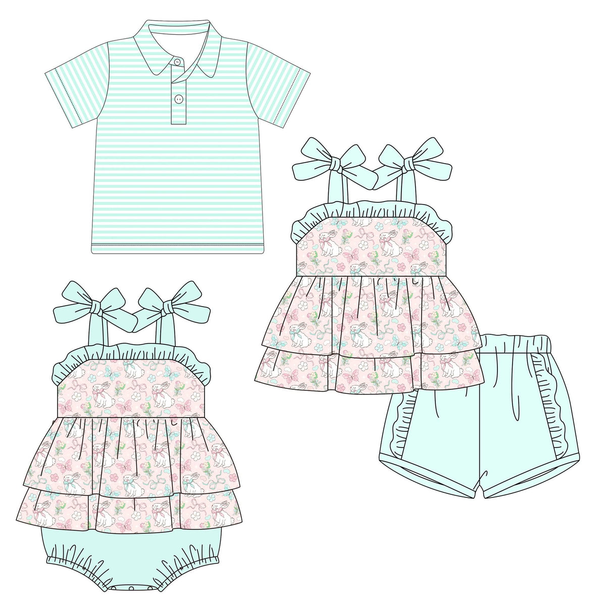 Mint Bunny Print