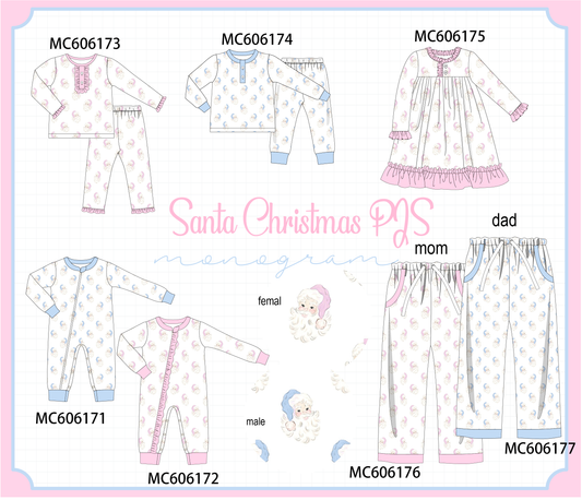 PO95 Blue&pink christmas santa claus pajama collection