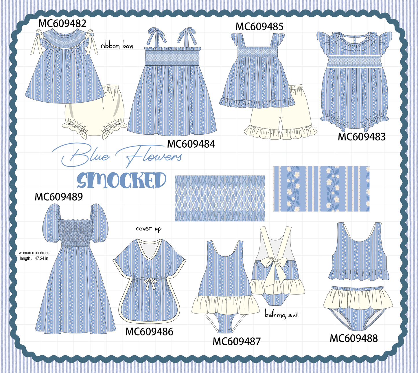 PO104 Blue floral smocked collection 2