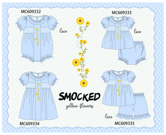 PO104 Blue floral smocked ruffle collection