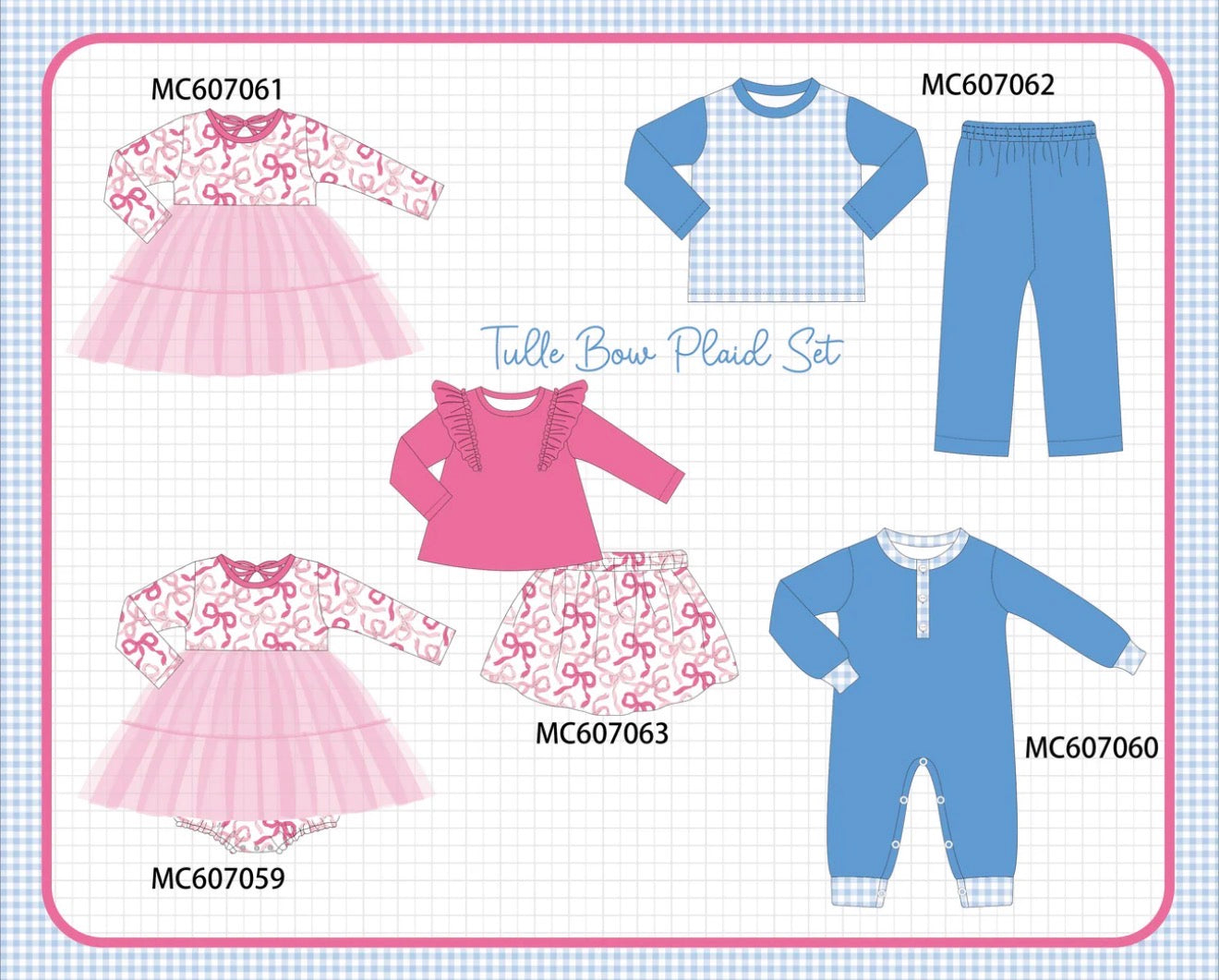 PO98 Pink & Blue Bow Gingham Collection