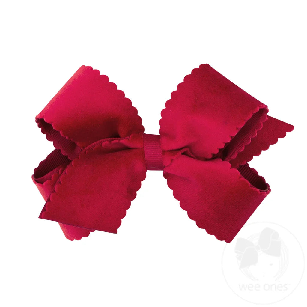 Wee Ones Faux Velvet Scalloped Bows