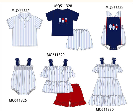 Navy Stripe Popsicles Appliqué