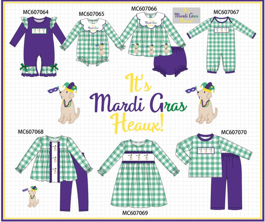 PO98 Green & Purple Mardi Gras Puppy  Embroidery Collection