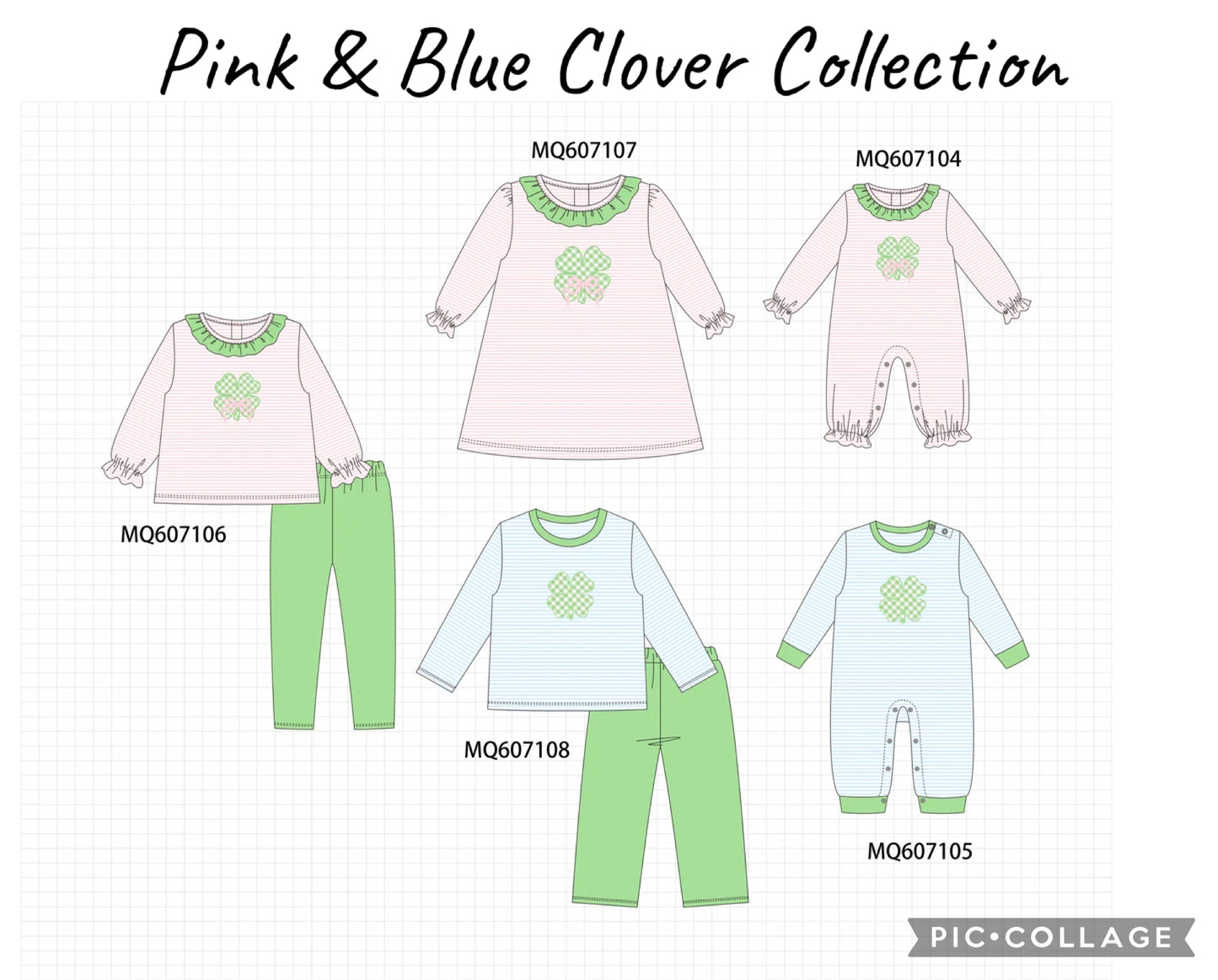 Pink & Blue Clover Collection PO100