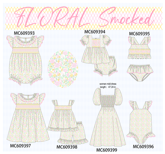 PO104 Floral smocked ruffle collection