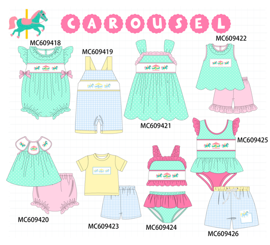 PO104 Green carousel embroidery collection