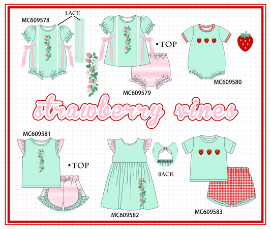 PO104 Green strawberry embroidery collection