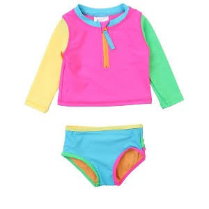 Ruffle Butts Neon Color Block 2-pc Long Sleeve