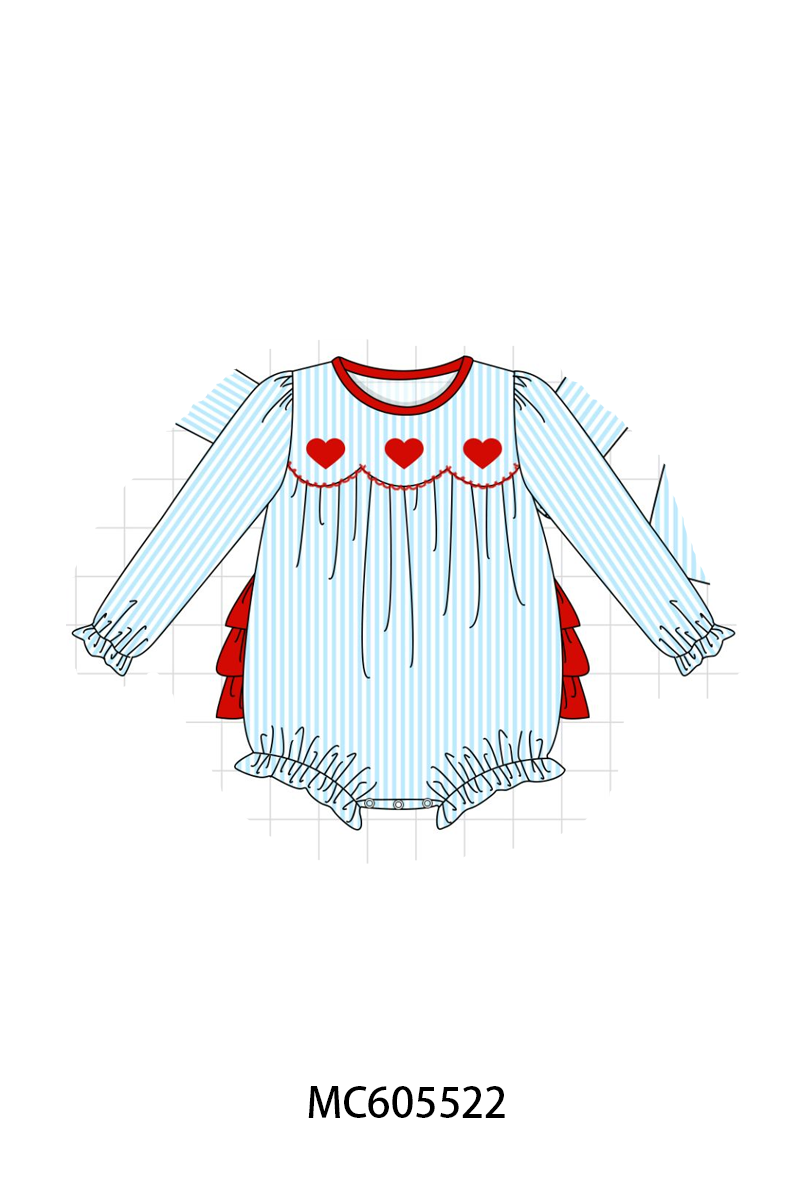 PO95 Blue valentine's day heart smocked collection