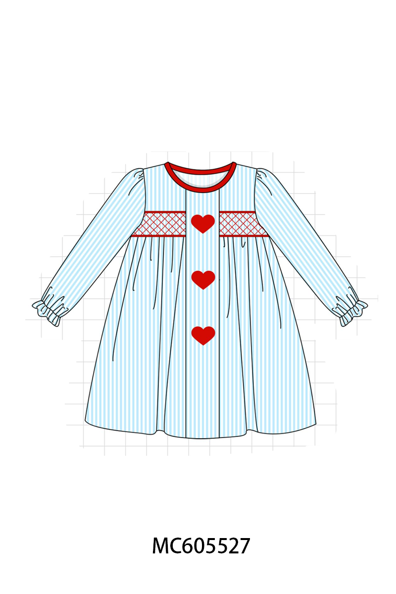 PO95 Blue valentine's day heart smocked collection
